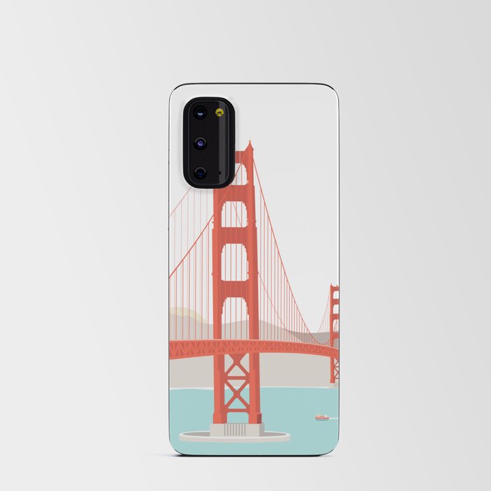 San Francisco Bridge Art - Red, Blue, Beige Hues Android Card Case
