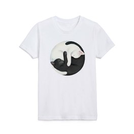 Balancing Yin Yang Cats: Black and White Kittens Sleeping Kids T Shirt