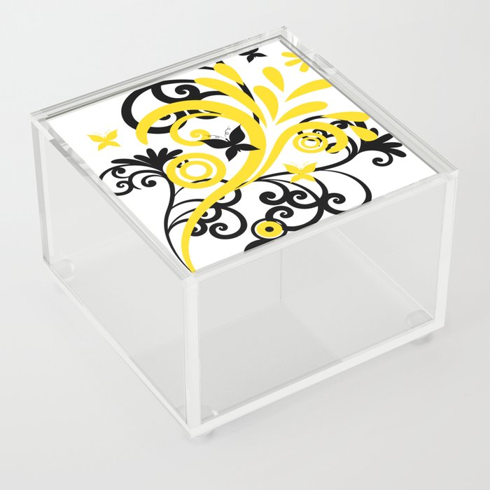 Butterfly Flourish YELLOW Acrylic Box