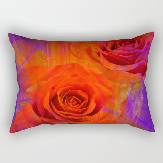 On fire with Roses Rectangular Pillow