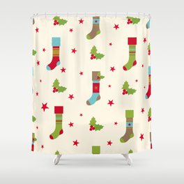 christmas socks pattern Shower Curtain