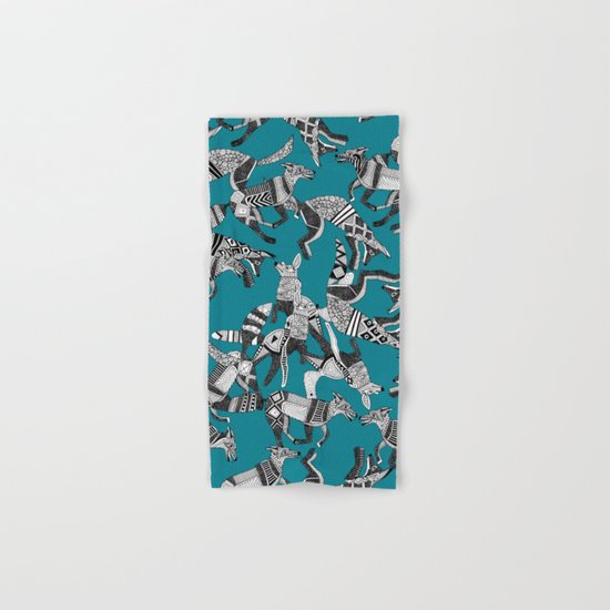woodland fox party teal blue Hand & Bath Towel