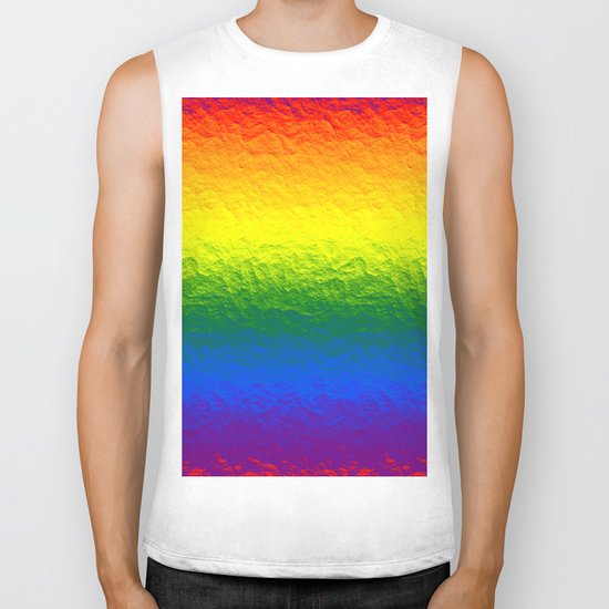 Rainbow Gradient Painted Pattern Biker Tank