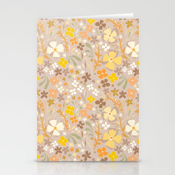 Wild Bohemian Floral LATTE Pattern 2 Stationery Cards
