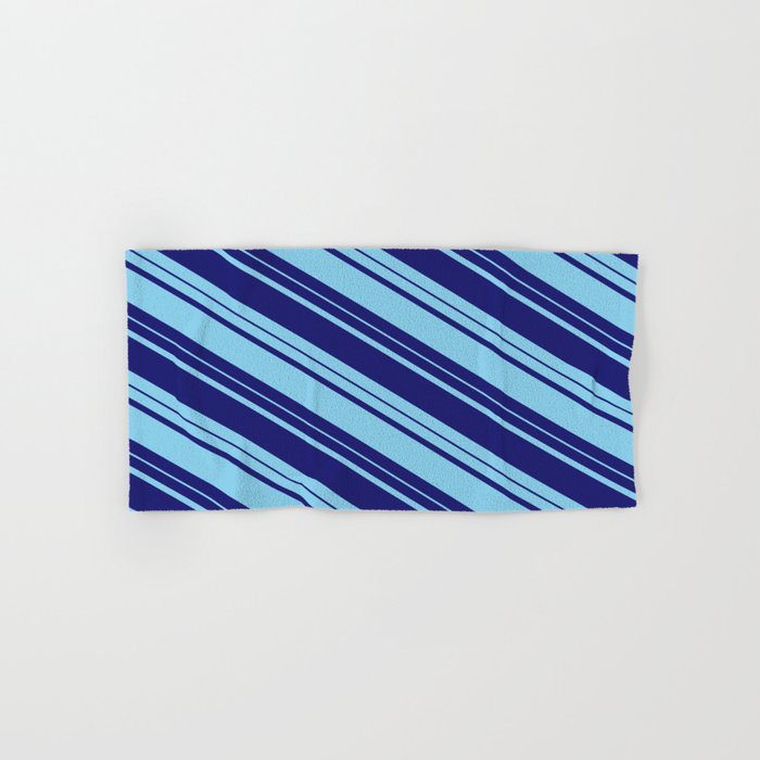 Midnight Blue and Sky Blue Colored Lines Pattern Hand & Bath Towel