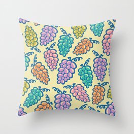 JUICY GRAPES FRESH RIPE FRUIT in BRIGHT SUMMER COLORS ON CREAM Throw Pillow