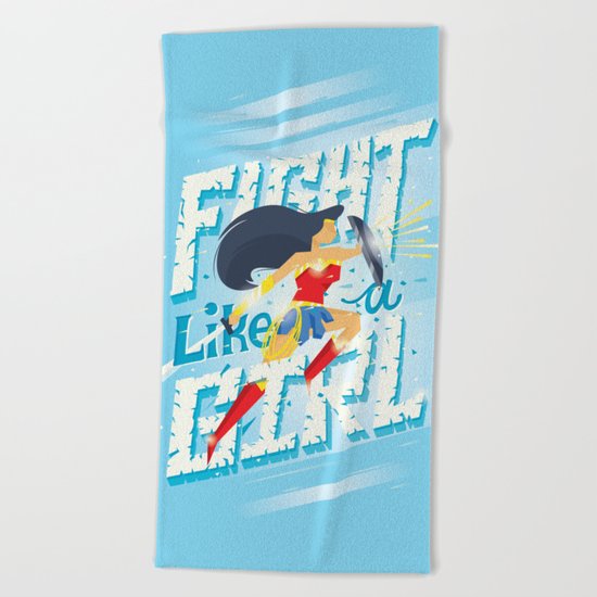 Fight like a girl Beach Towel