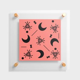 Moons & Stars Atomic Era Abstract Salmon Pink Floating Acrylic Print