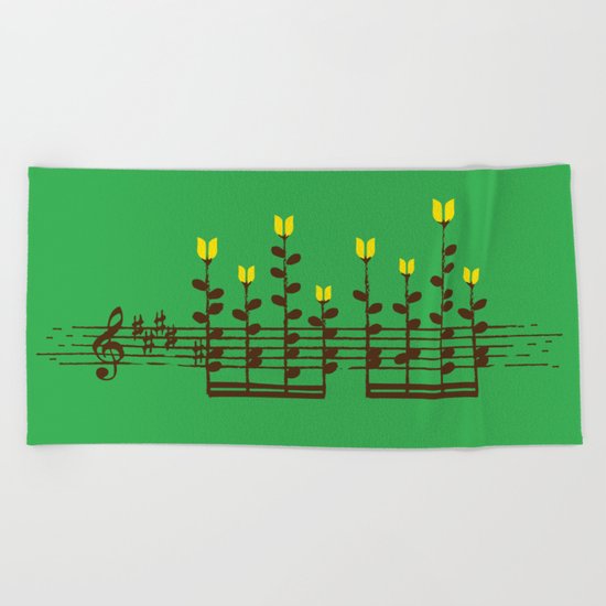 Music notes garden Beach Towel
