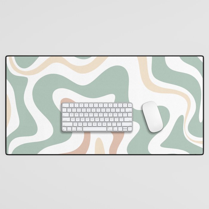 Liquid Swirl Abstract Pattern in Celadon Sage Desk Mat