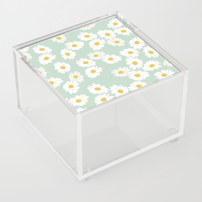 Scandinavian Summer Pastel Daisy Flower Acrylic Box