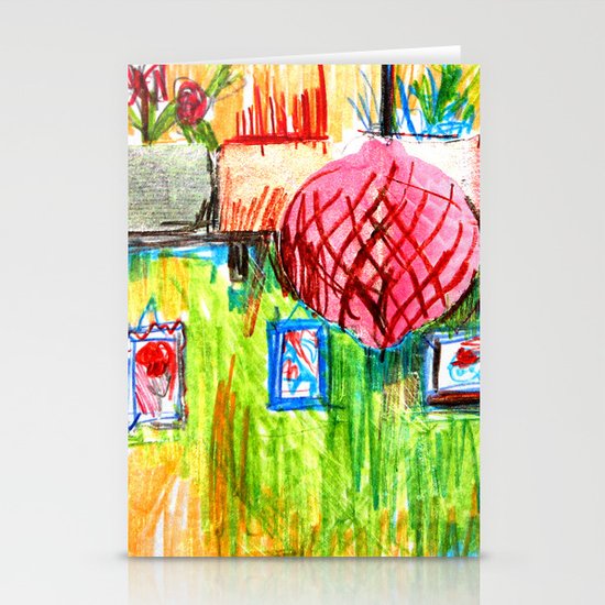 red lamp and shelf Stationery Cards