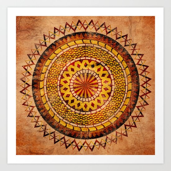 Four Dragons Mandala Art Print
