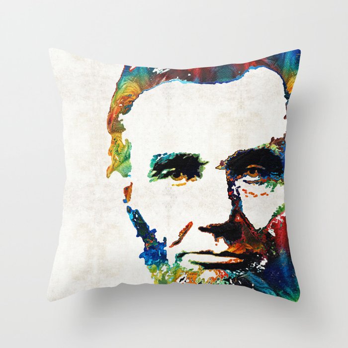 Abraham Lincoln Art - Colorful Abe - By Sharon Cummings Throw Pillow