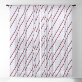 [ Thumbnail: Lavender, Dark Grey, and Dark Red Colored Lines Pattern Sheer Curtain ]