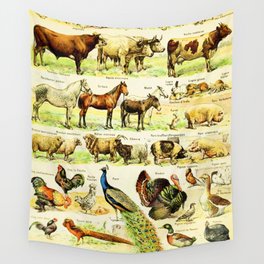 Adolphe Millot "Domestic animals" Wall Tapestry