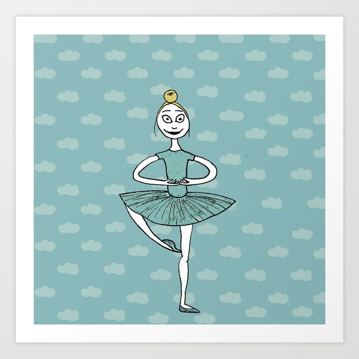 Ballet girl blue passe Art Print