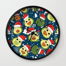 Kawaii Christmas Avocado Wall Clock