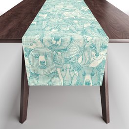 canadian animals teal pearl Table Runner