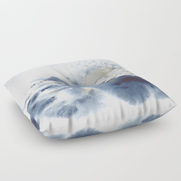 Stormy Sea - blue watercolor Floor Pillow