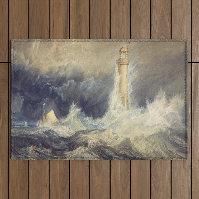 william turner Bell Rock Lighthouse - 1819 Outdoor Rug