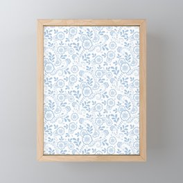 Pale Blue Eastern Floral Pattern Framed Mini Art Print