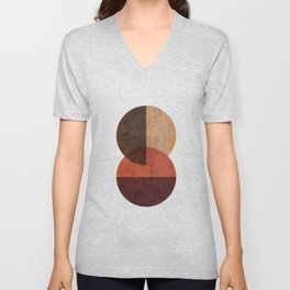 Terracotta Mid Century Abstract Circle V Neck T Shirt