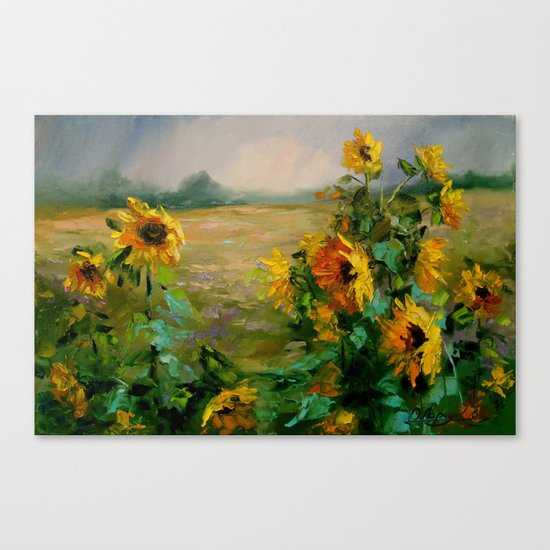 Sunflowers in a field Canvas Print