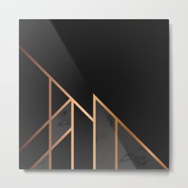 Black & Gold 035 Metal Print | Elegant, Geometry, Graphicdesign, Black, Luxurious, Rock, Metallic, Marbling, Shapes, Abstract 