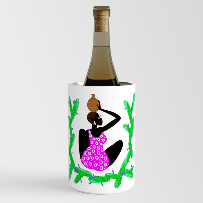 African woman with a vessel Wine Chiller