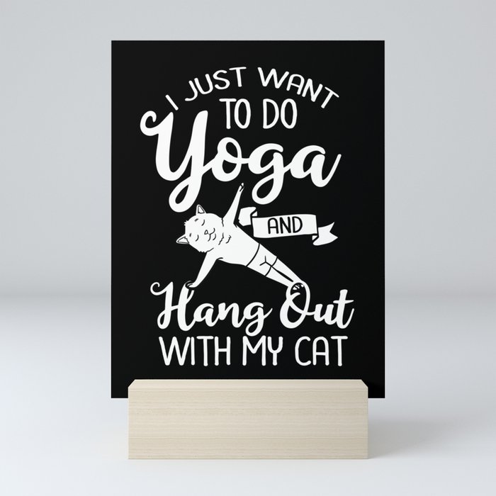 Yoga Cat Beginner Workout Poses Quotes Meditation Mini Art Print