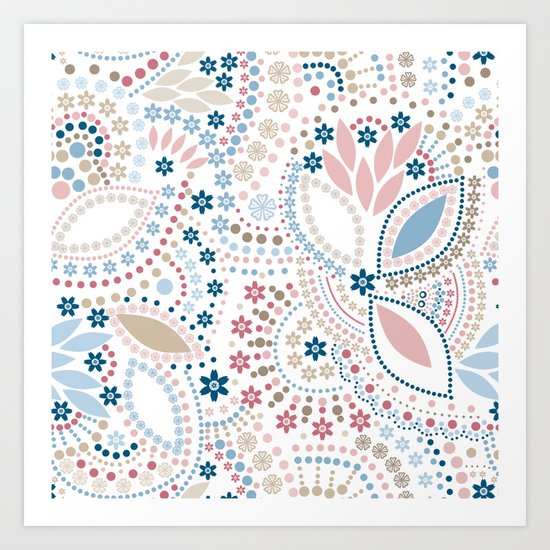 Colorful pattern of pastel light colors with beads Art Print