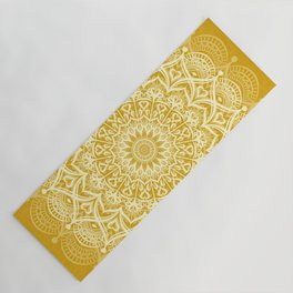 Boho Golden Yellow Mandala Yoga Mat