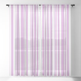 [ Thumbnail: White and Plum Colored Pattern of Stripes Sheer Curtain ]
