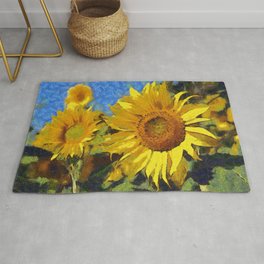 Summer Of Sunflowers Artistic Style Area & Throw Rug