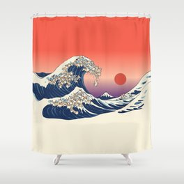 The Great Wave of Corgis Shower Curtain