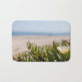 Blooming succulent ground cover on Californian beach Bath Mat | Close Up, Sunny, Copyspace, Digital, Beach, Sun, Bright, Photo, Singleflower, Selectivefocus 