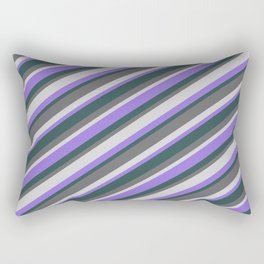[ Thumbnail: Purple, Dark Slate Gray, Dim Gray, and Light Grey Colored Lined Pattern Rectangular Pillow ]