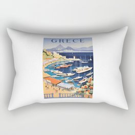 1955 GREECE Athens Bay of Castella Travel Poster Rectangular Pillow