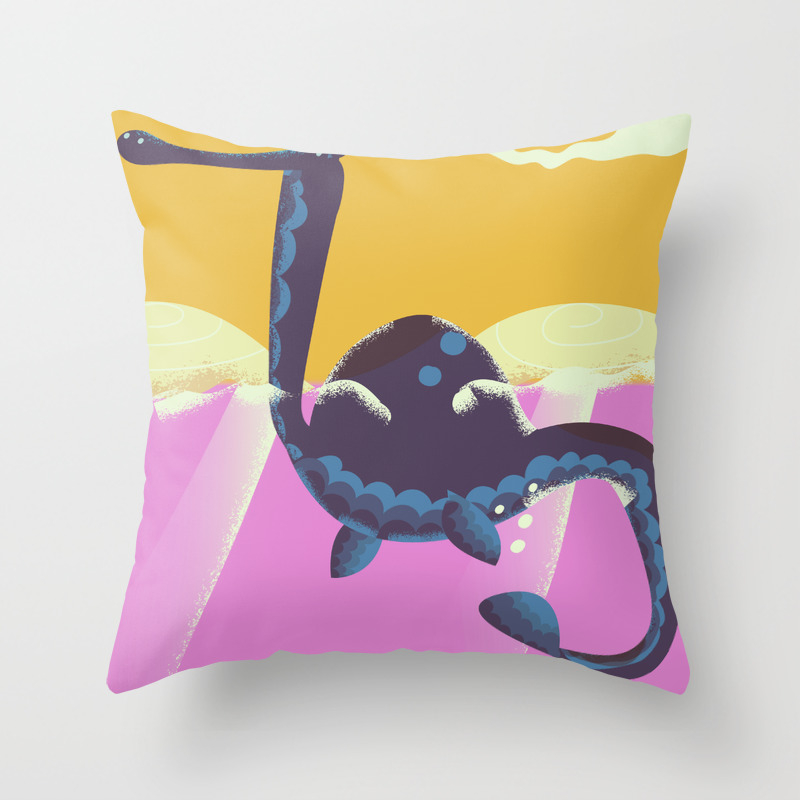Cute Monster Swimming Throw Pillow By Nicholasgreen Society6