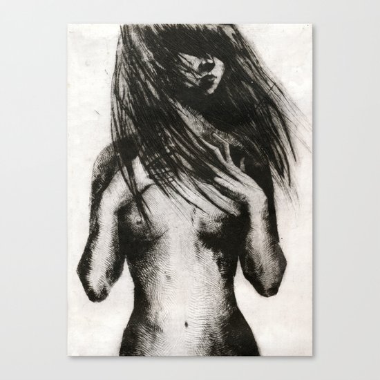 Girl Etching 4 Canvas Print