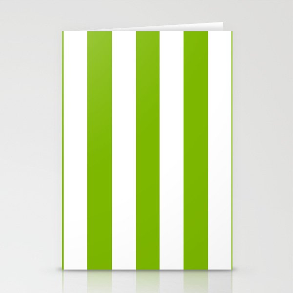 Microsoft green - solid color - white vertical lines pattern Stationery Cards