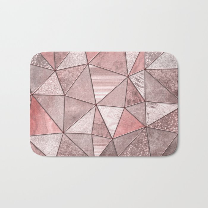 Soft Pink Coral Glamour Gemstone Triangles Bath Mat