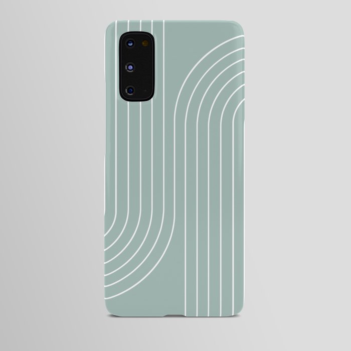 Minimal Line Curvature VII Sage Green Mid Century Modern Arch Abstract Android Case