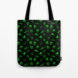 Aliens and UFOs Pattern Tote Bag