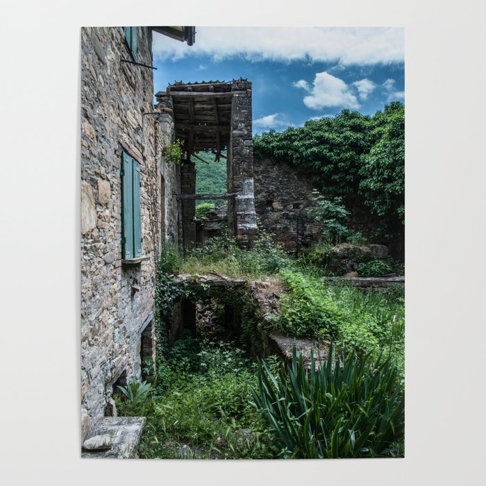 Ruin in Italy travel art print Poster