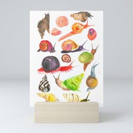 watercolor snails Mini Art Print