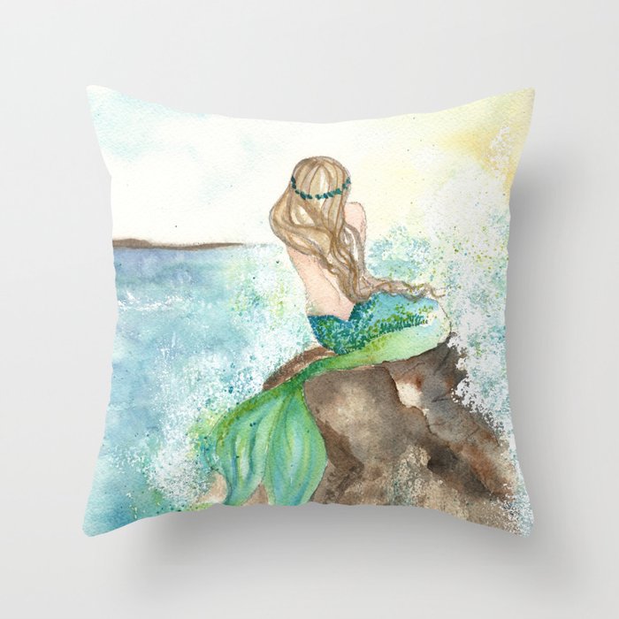 Summer Mermaid Throw Pillow