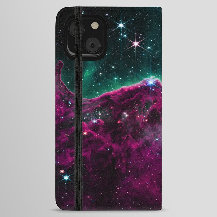 Cosmic Cliffs Carina Nebula Deep Fuchsia Teal iPhone Wallet Case