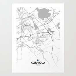 Kouvola, Finland - Light City Map Art Print